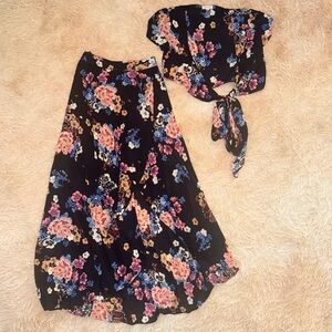 Cotton Candy Black Floral Skirt Set CTP8312 - Top M/Skirt S